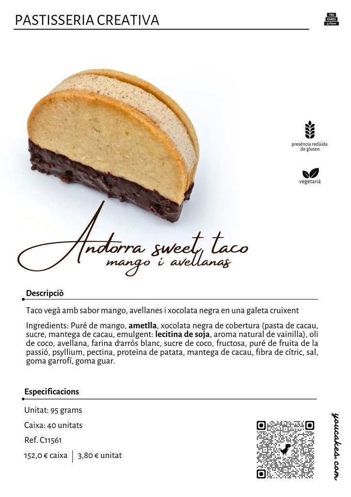 HRC Sweet taco: mango i avellanes vegà caixa 40 unitats