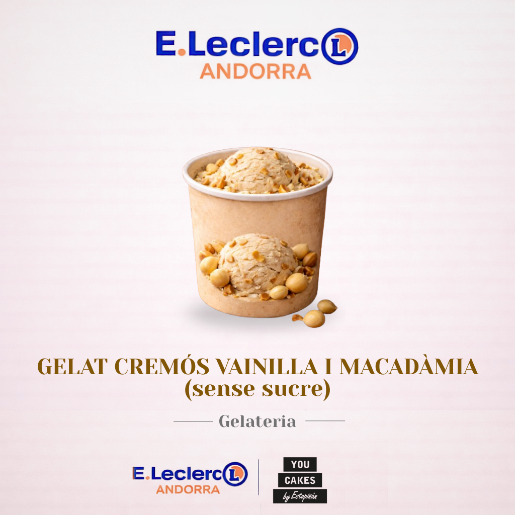 E.Leclerc -  Gelat cremós de vainilla i macadàmia (sense sucre)