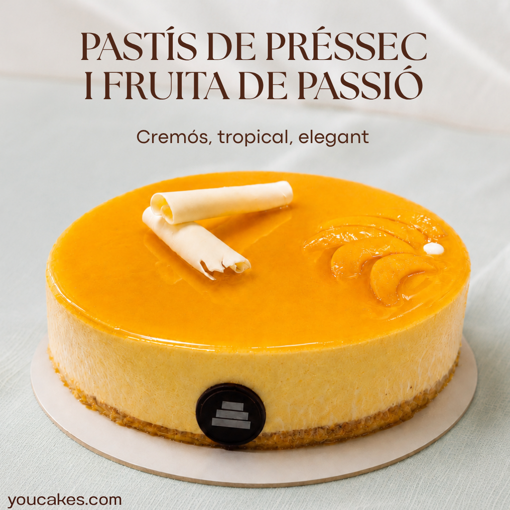 Pastís de pressec i fruita de la passió