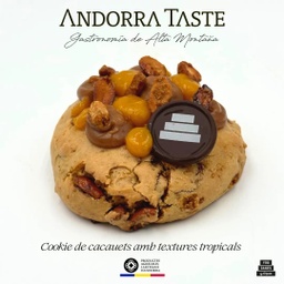 Cookie de cacauet amb textures tropicals